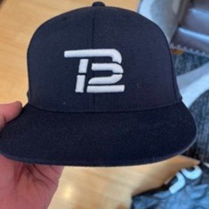 TB12 Navy and White Flat Brim Hat